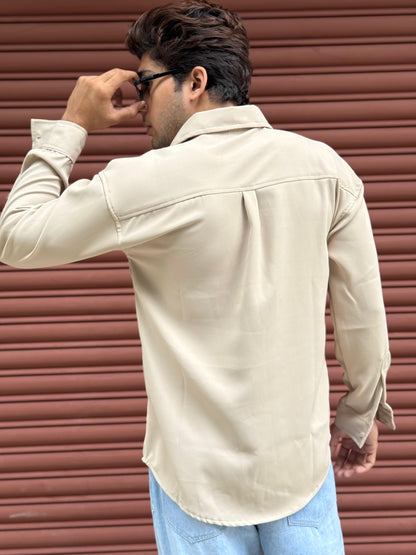 LOVE IS GOOD studded Creme Regular Fit Shirt