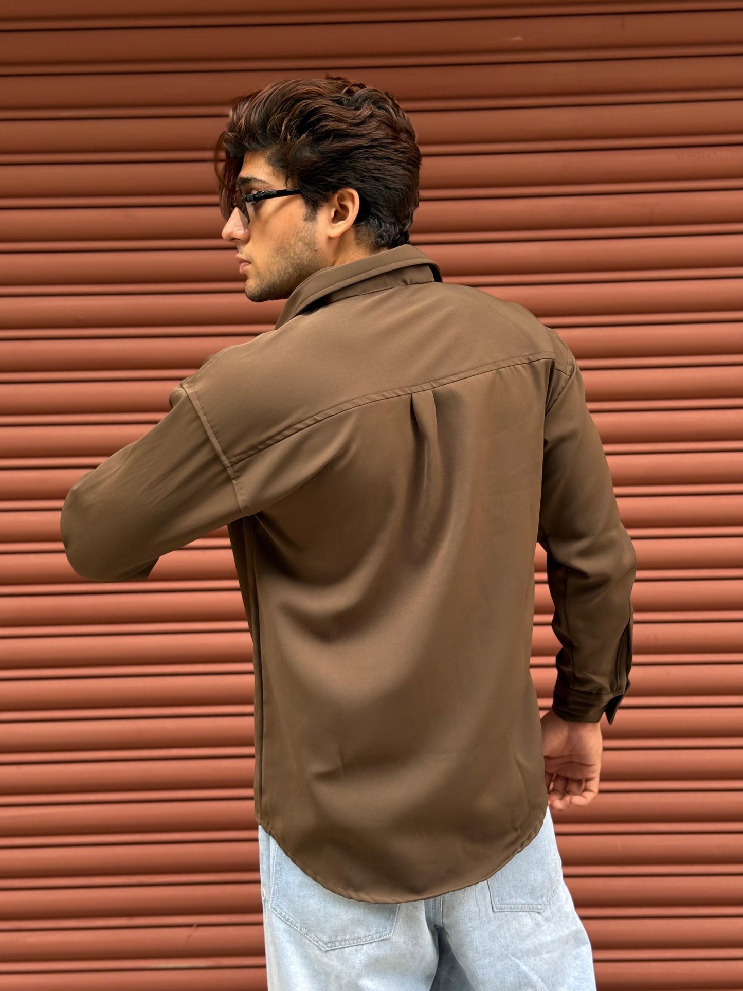 LOVE IS GOOD studded Brown Regular Fit Shirt