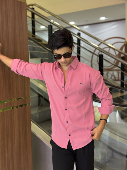 Dark Pink Plain Korean Fabric Regular Fit Shirt