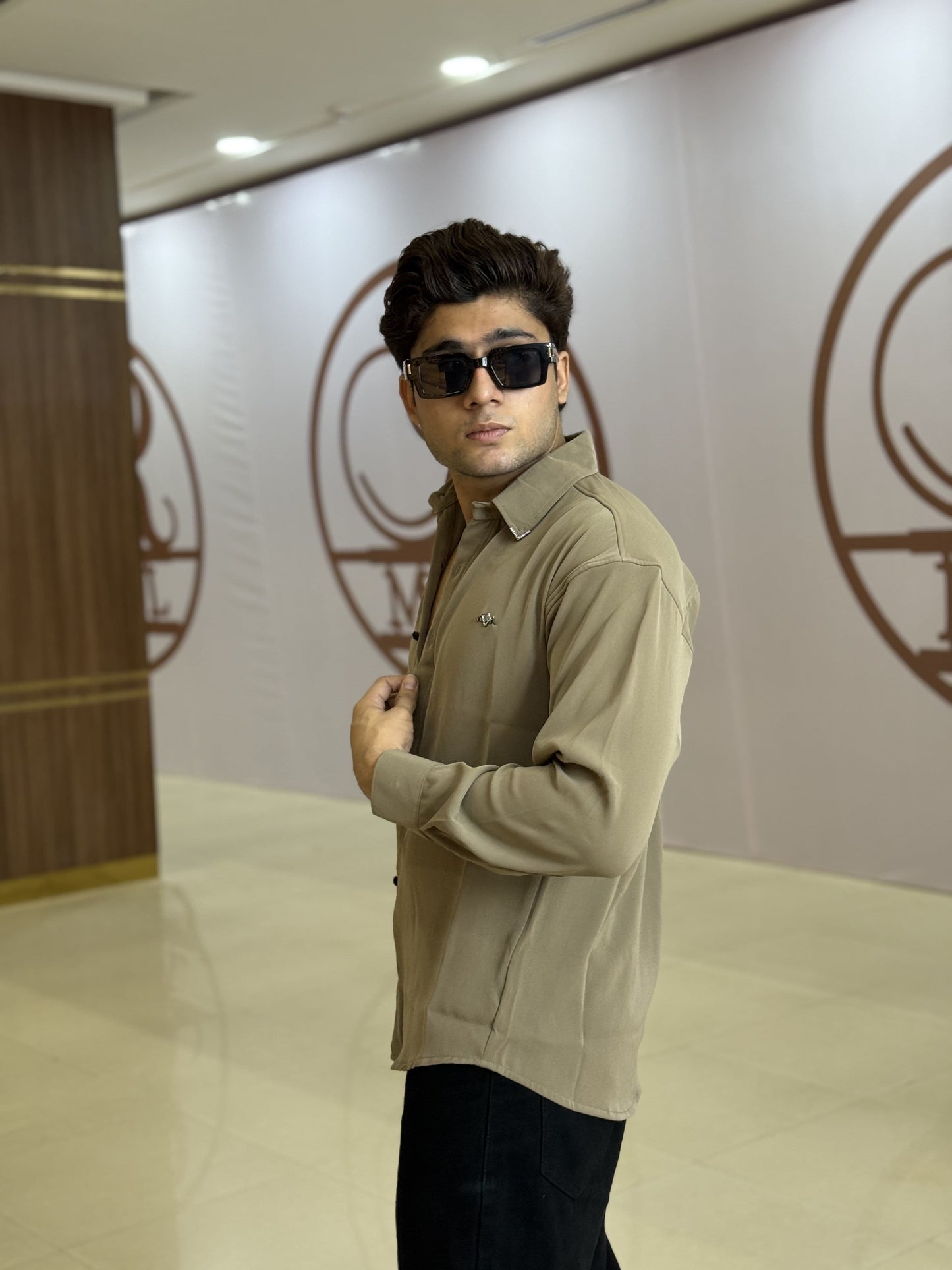 Olive Plain Korean Fabric Regular Fit Shirt